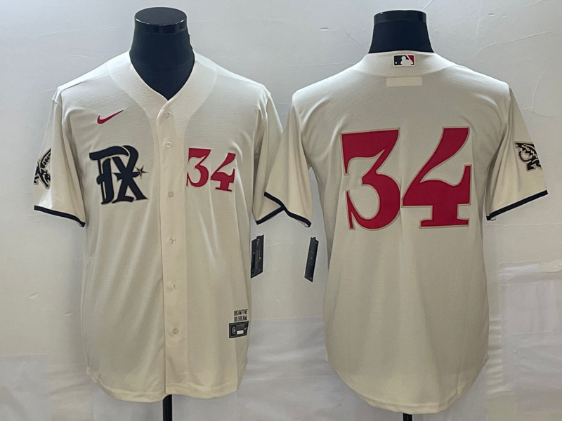 Men's Texas Rangers #34 Nolan Ryan Cream 2023 City Connect With Patch Stitched Baseball Jersey Men's Texas Rangers #34 Nolan Ryan Cream 2023 City Connect With Patch Stitched Baseball Jersey